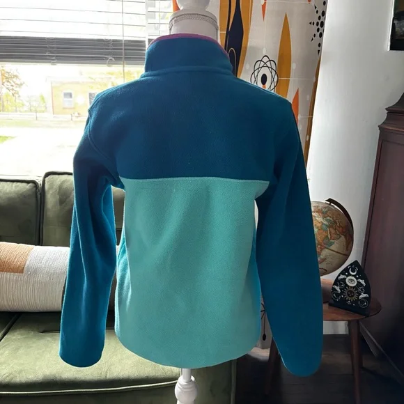 Patagonia Synchilla Womens Teal and Pink Snap Fleece Pullover Small - Picture 10 of 14